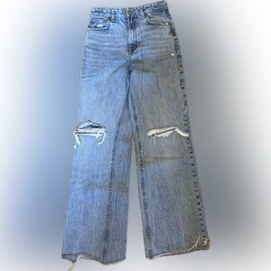 Zara High Waisted Distressed Jeans